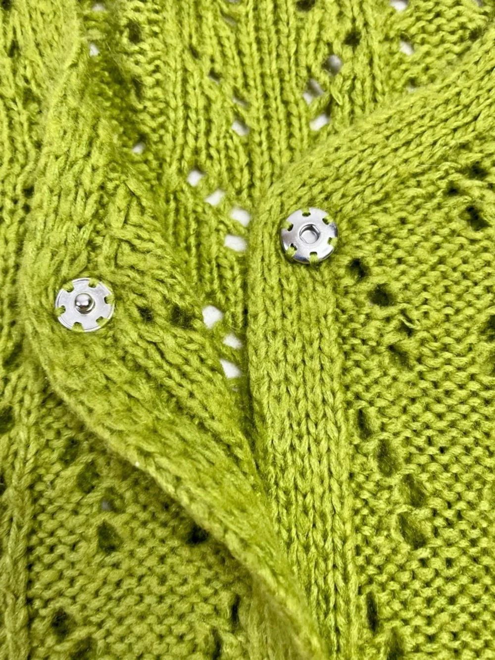 Cato Lime Green Spring, Eyelet Knit Cardigan, XL - Picture 8 of 8